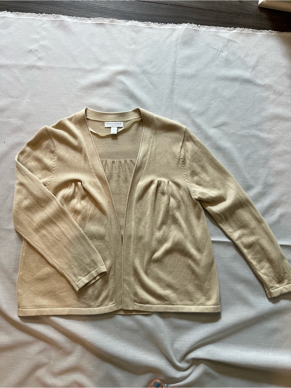 Charter Club Beige Open-Front Women's Cardigan